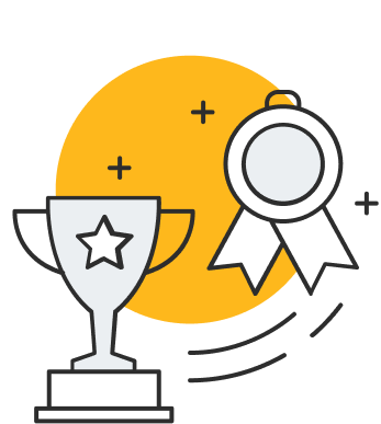 Grant-making Graphic with Trophy and Ribbon